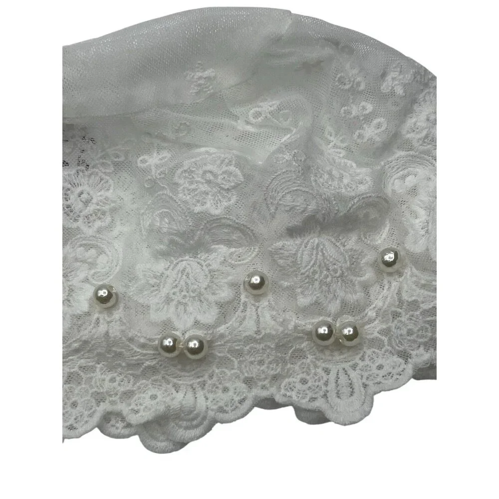 Nihao Girls Bonnet Hat‎ Size Small Lace Pearls